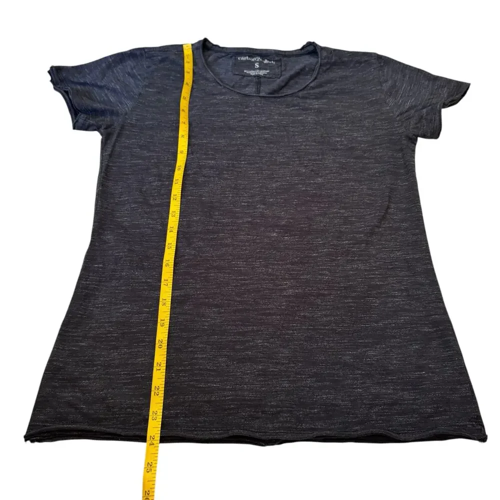 CARBON 2 COBALT Raw Hem Scoop Neck Tee Charcoal Gray Size Small Womens Roll Hem